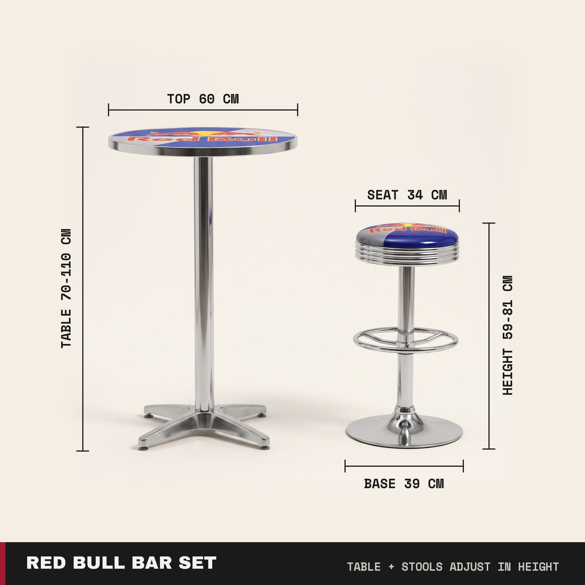 Red Bull bar set dimensions