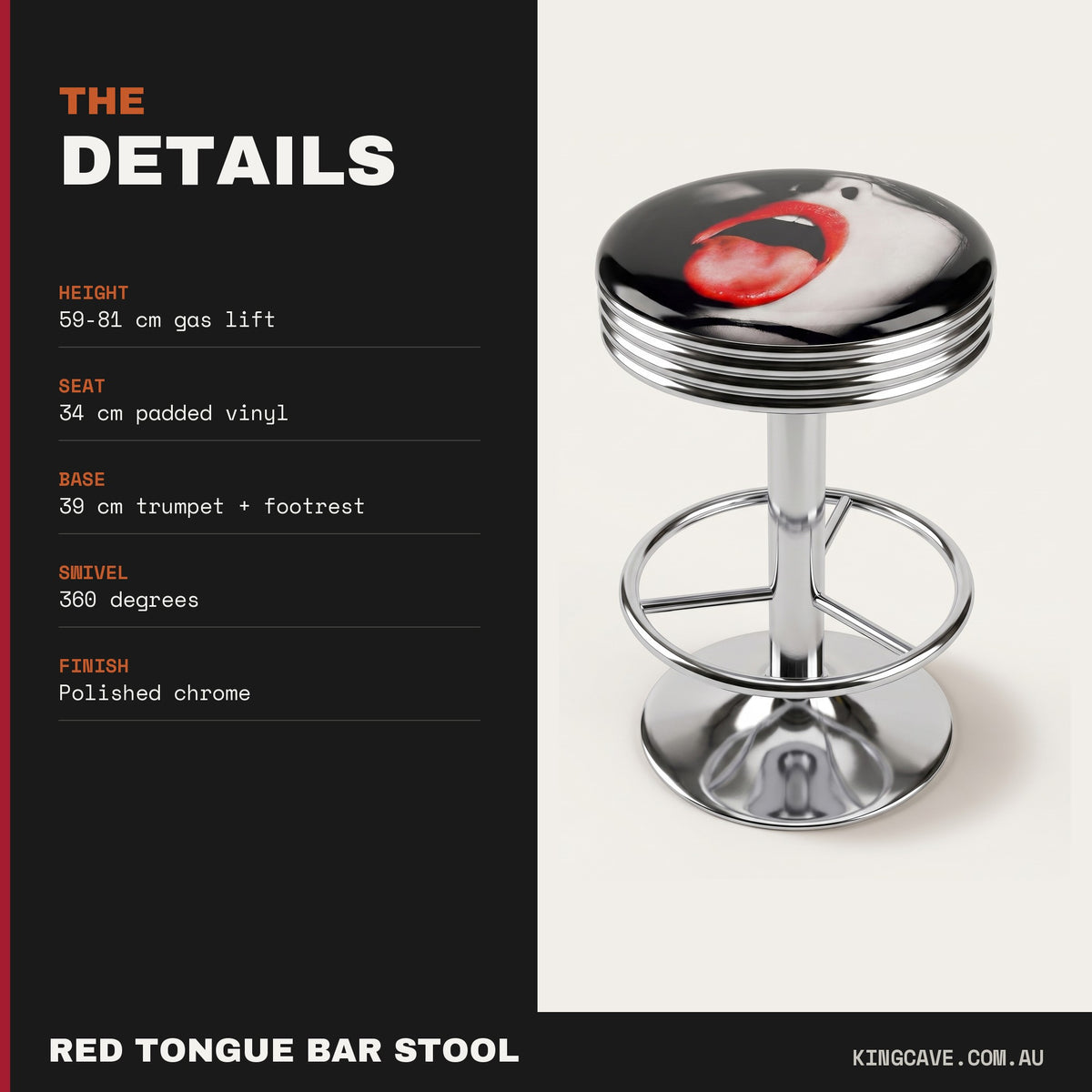 Red Tongue Bar Stool