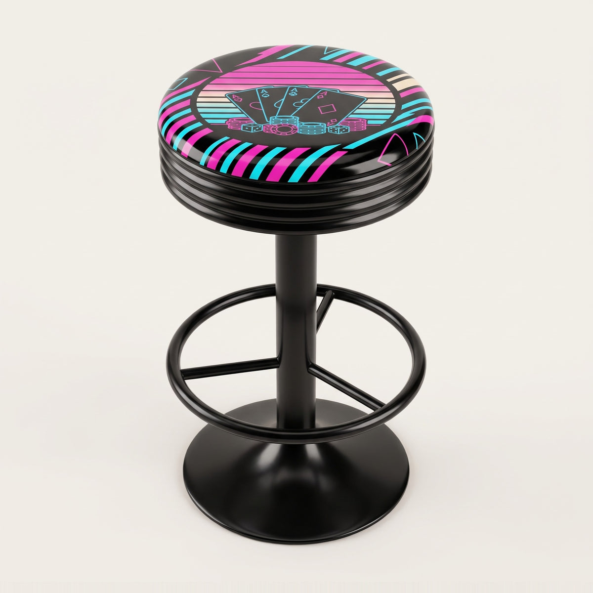 Retro Sunset Poker Bar Stool