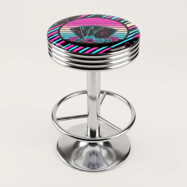Retro Sunset bar stool, chrome base