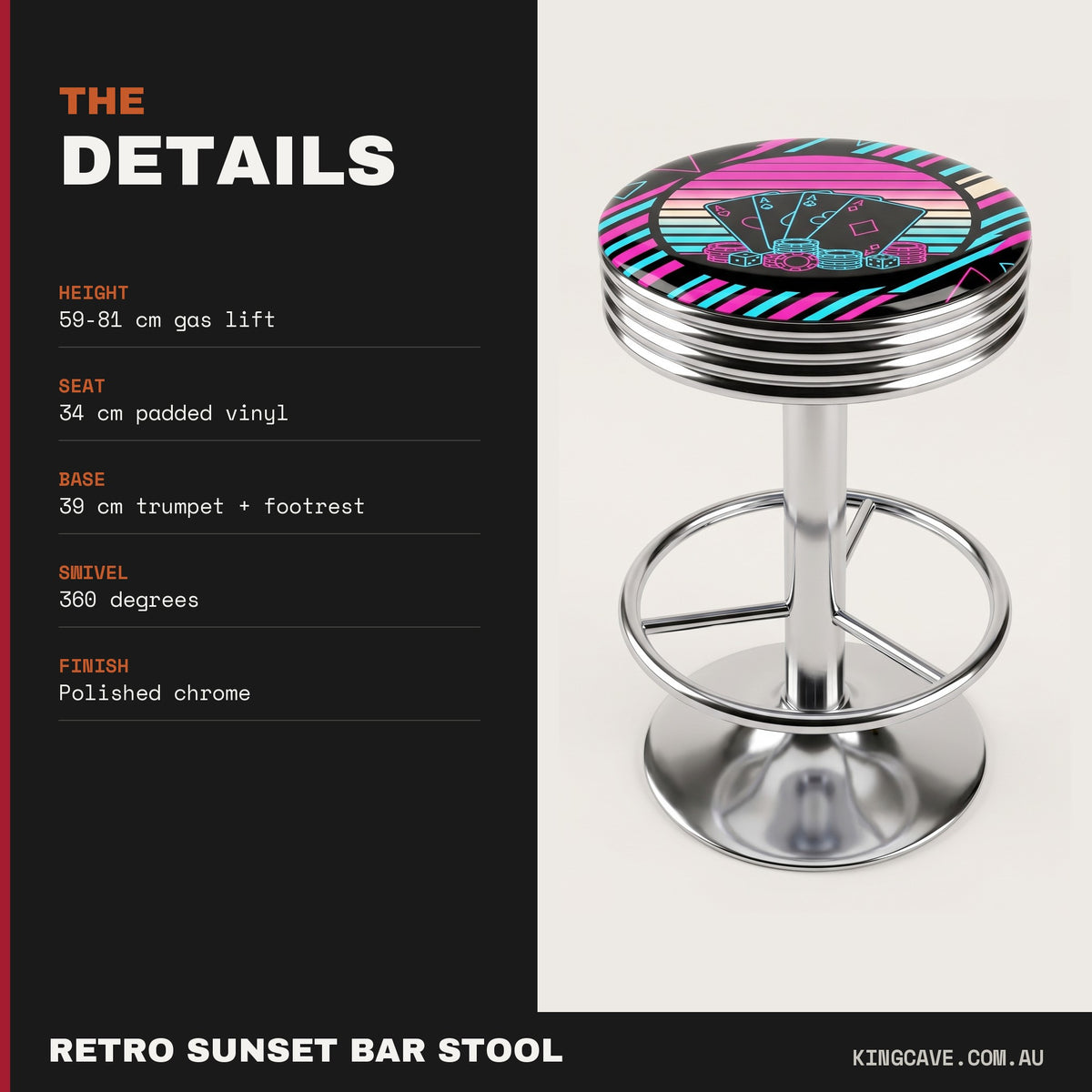Retro Sunset Poker Bar Stool