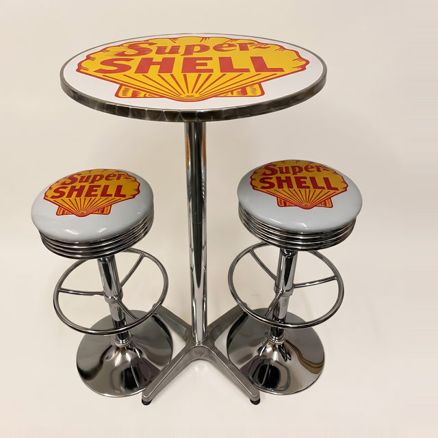 Super Shell bar table and two bar stools
