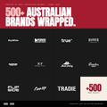 Trusted by 500+ Australian brands — KingCave custom-branding logo wall (v2 hi-res)