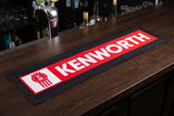 Kenworth Red Bar Premium Rubber-Backed Bar Mat Runner on a bar top