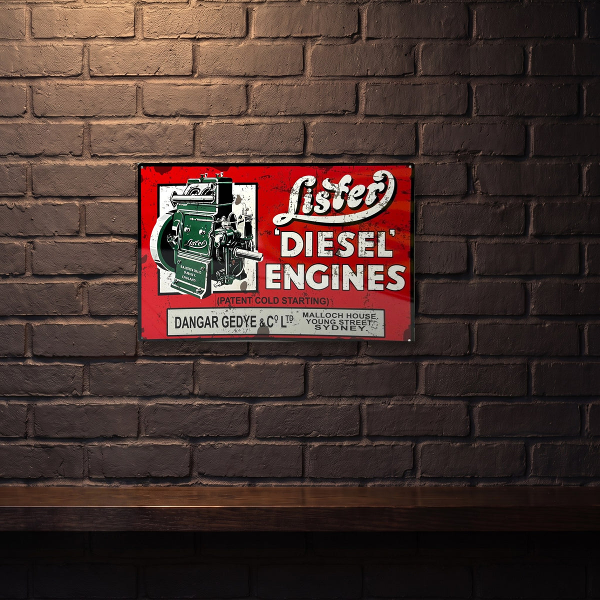 LISTER DIESEL ENGINES 600 MM X 400 MM METAL SIGN