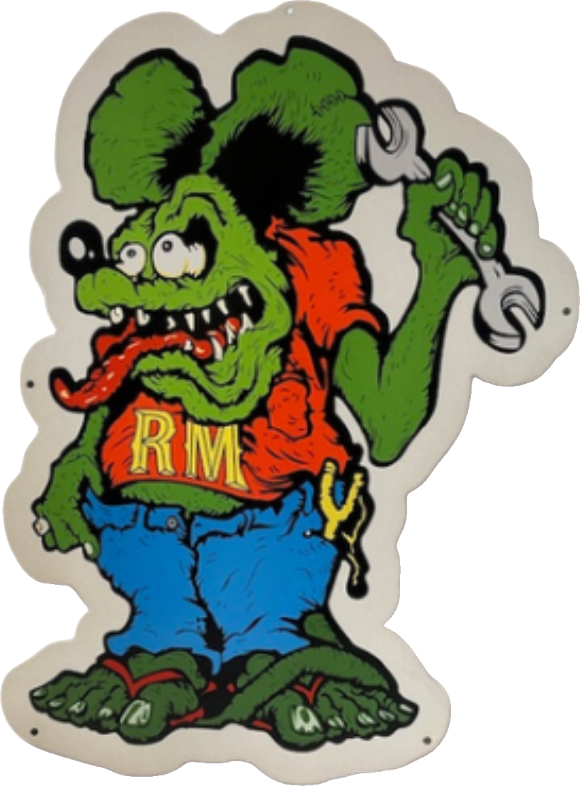 Rat Fink Mechanic Retro Metal Sign - 430 x 600mm