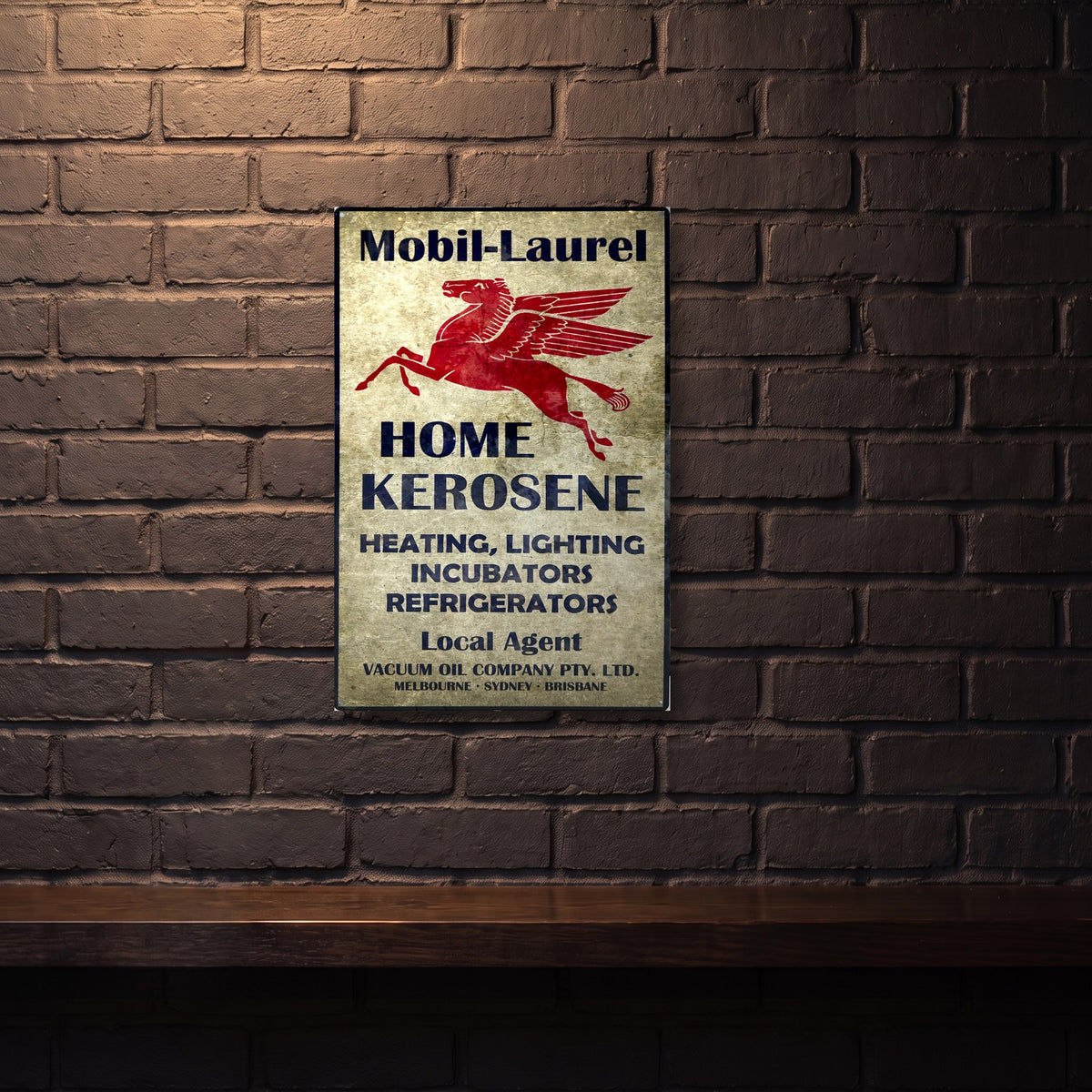 MOBIL LAUREL HOME KEROSENE 600 MM X 400 MM METAL SIGN