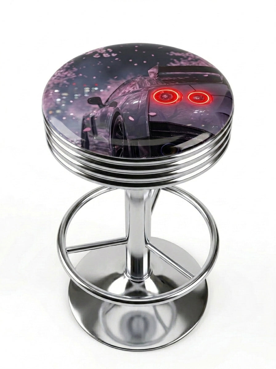 Blossom Run Bar Stool, Chrome Base - KC Design