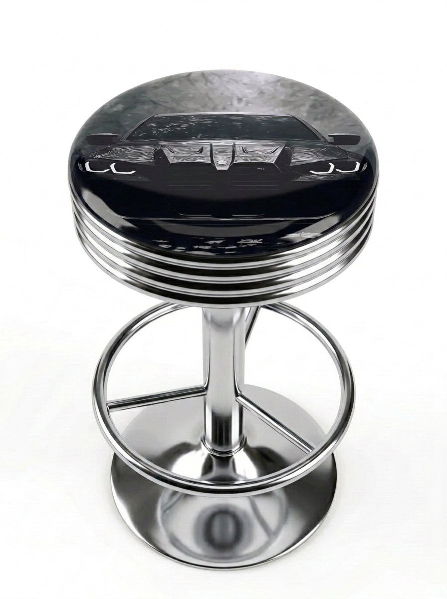 Dark Forest Bar Stool, Chrome Base - KC Design