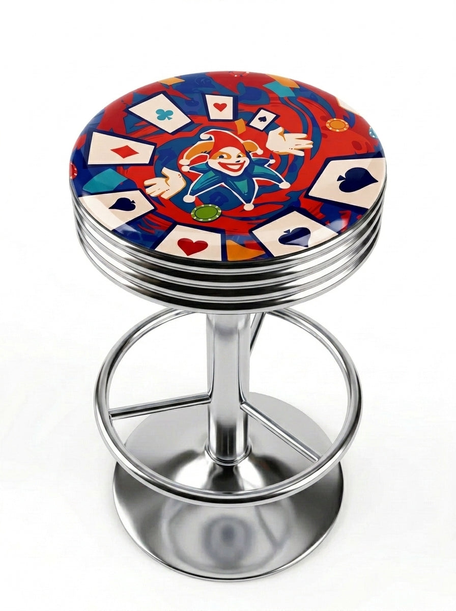 Jester Swirl Jester Bar Stool, Chrome Base - KC Design
