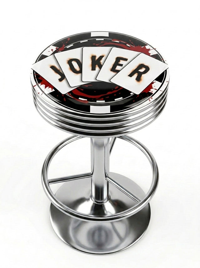 Joker Card Joker Bar Stool, Chrome Base - KC Design