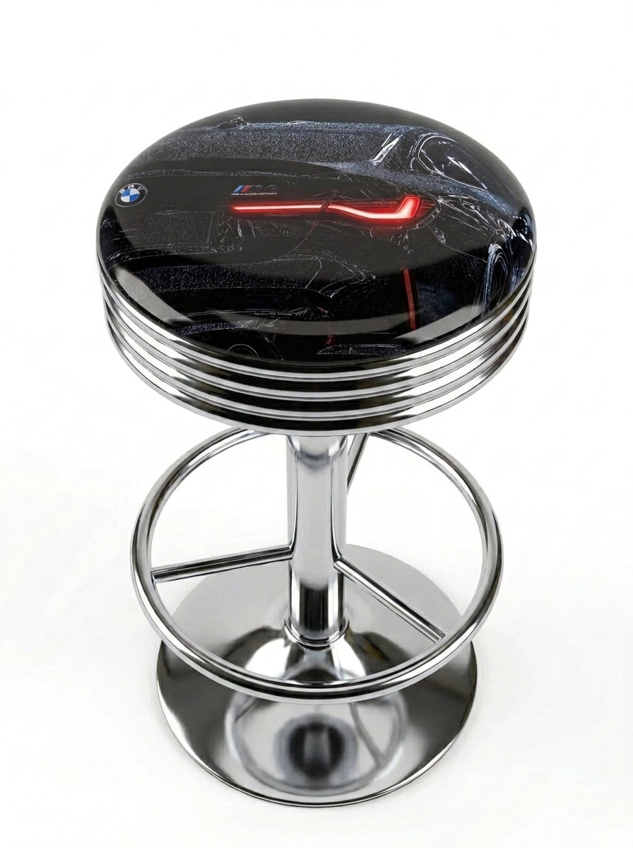 Midnight Coupe Bar Stool, Chrome Base - KC Design