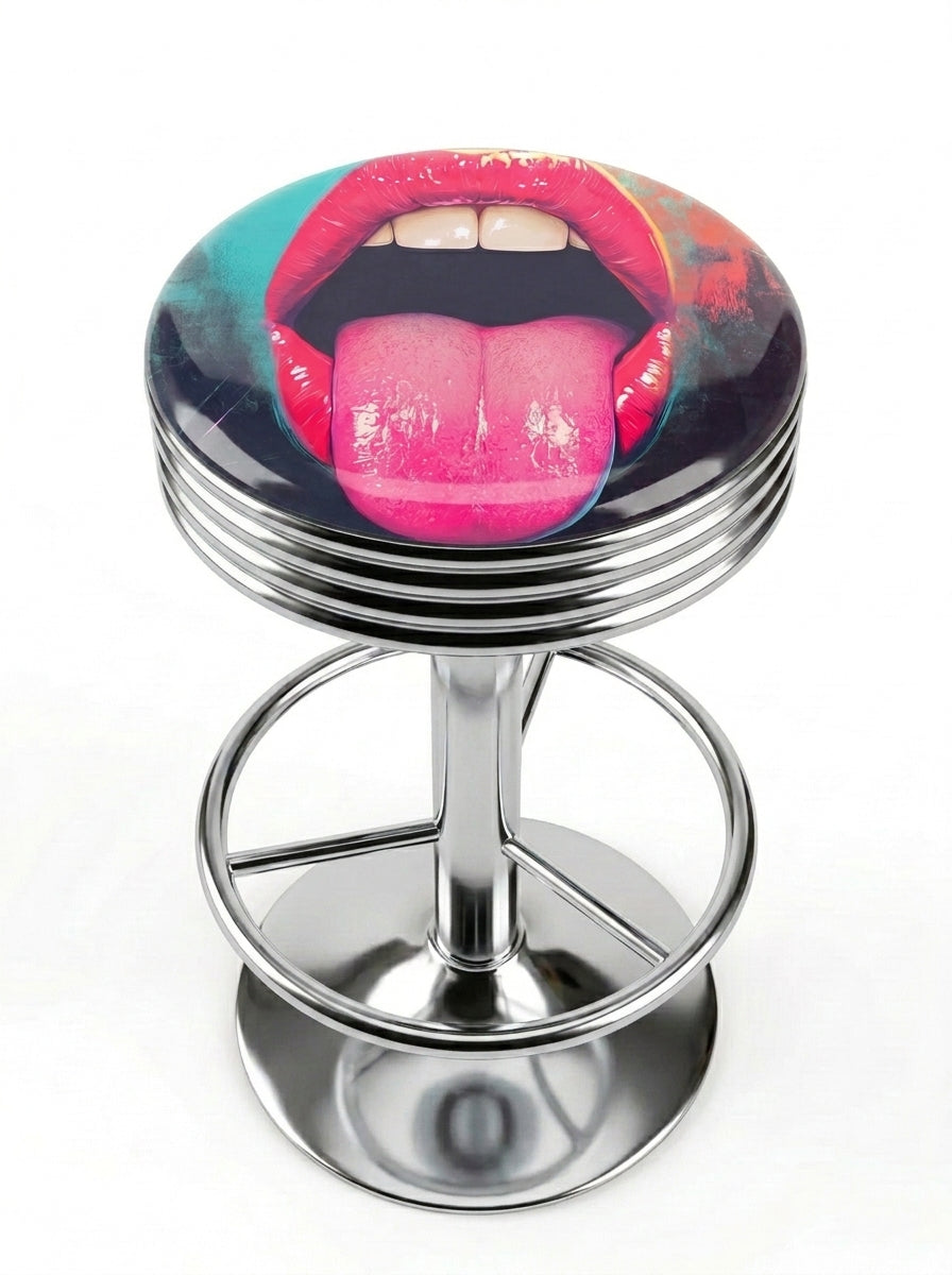 Pop Art Lips Pop Art Bar Stool, Chrome Base - KC Design