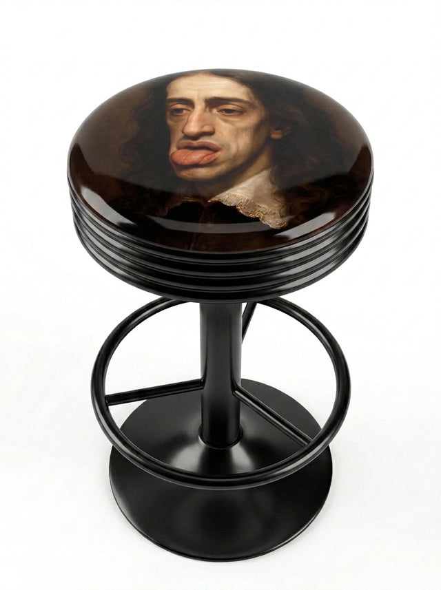 Cheeky Baroque Funny Bar Stool, Black Base - KC Design