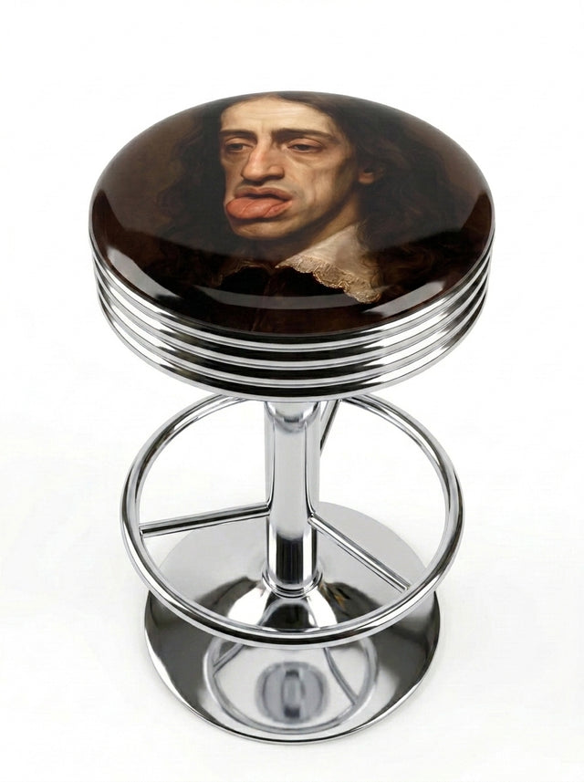 Cheeky Baroque Funny Bar Stool, Chrome Base - KC Design