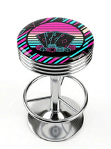 Retro Sunset Poker Bar Stool, Chrome Base - KC Design