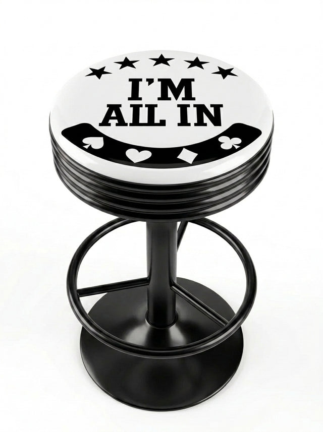 I'm All In Casino Bar Stool, Black Base - KC Design