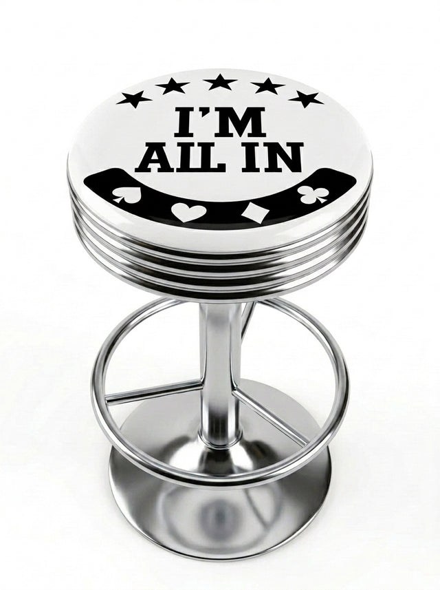 I'm All In Casino Bar Stool, Chrome Base - KC Design