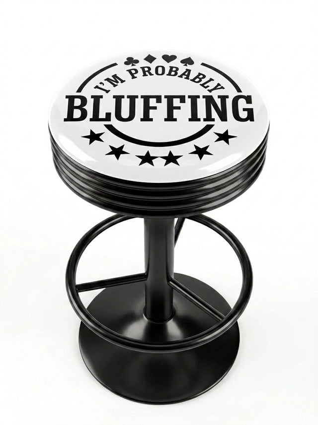 I'm Probably Bluffing Card Suit Bar Stool, Black Base - KC Design