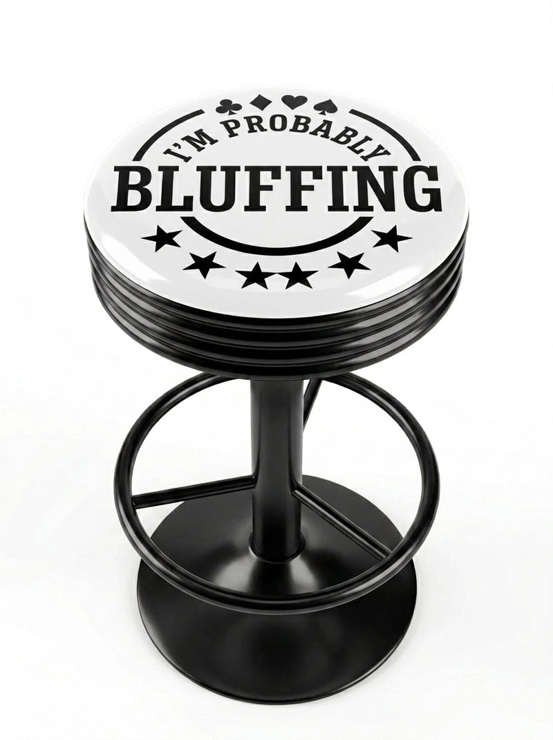 I'm Probably Bluffing Card Suit Bar Stool, Black Base - KC Design