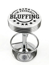 I'm Probably Bluffing Card Suit Bar Stool, Chrome Base - KC Design