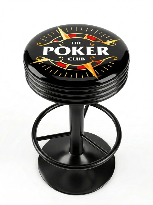 The Poker Club Emblem Bar Stool, Black Base - KC Design