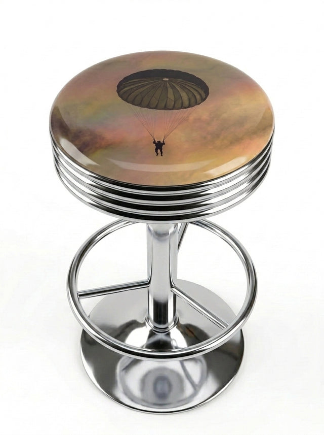 Lest We Forget Bar Stool, Chrome Base - KC Design