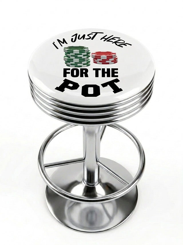 I'm Just Here For The Pot, Poker Chip Bar Stool, Chrome Base - KC Design