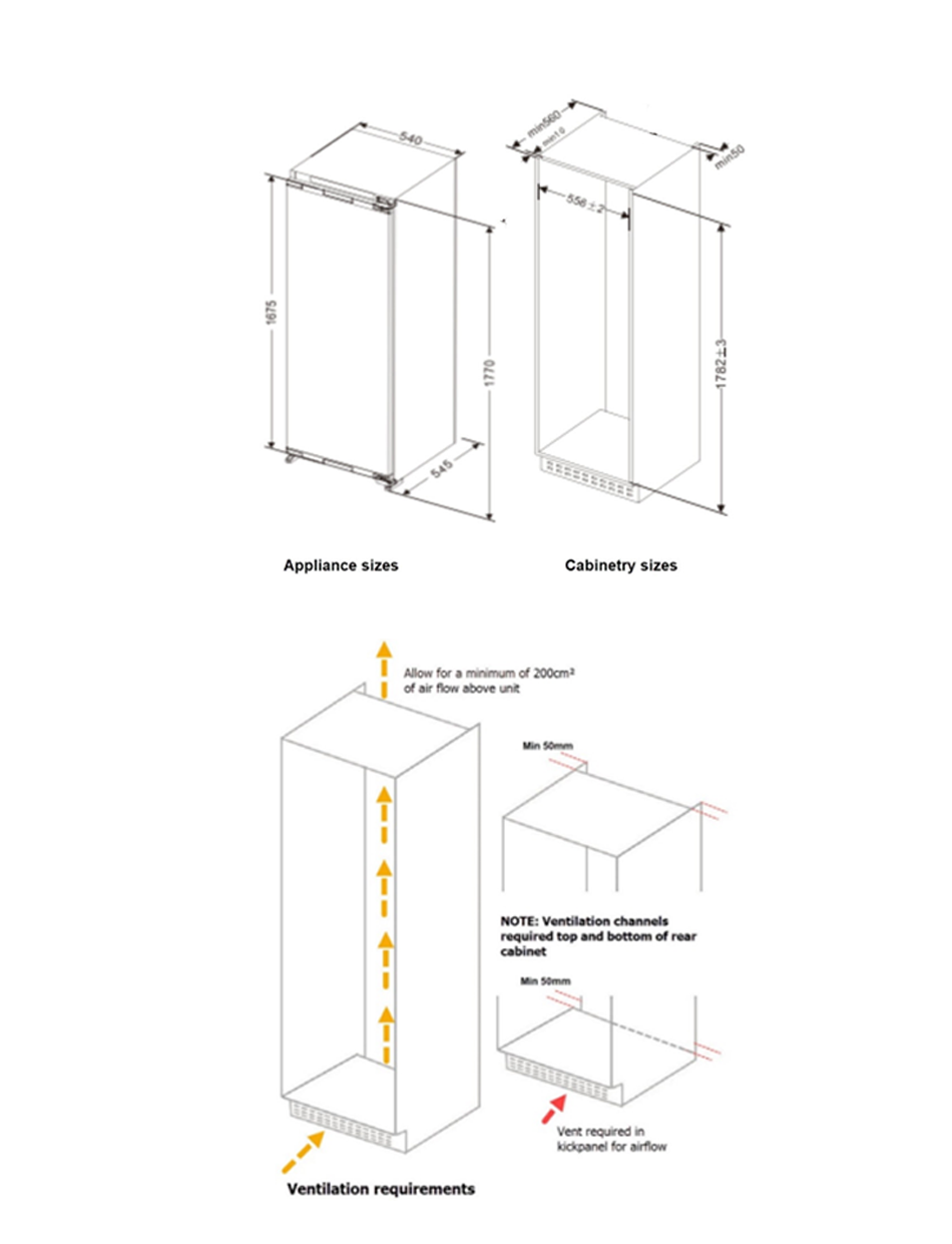 Schmick - MSL330 – Integrated Upright Built-In Fridge – 265 Litre