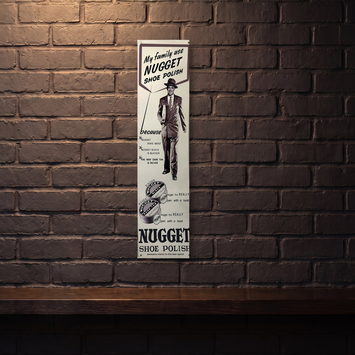 NUGGET SHOE POLISH 800 X 200 MM METAL SIGN