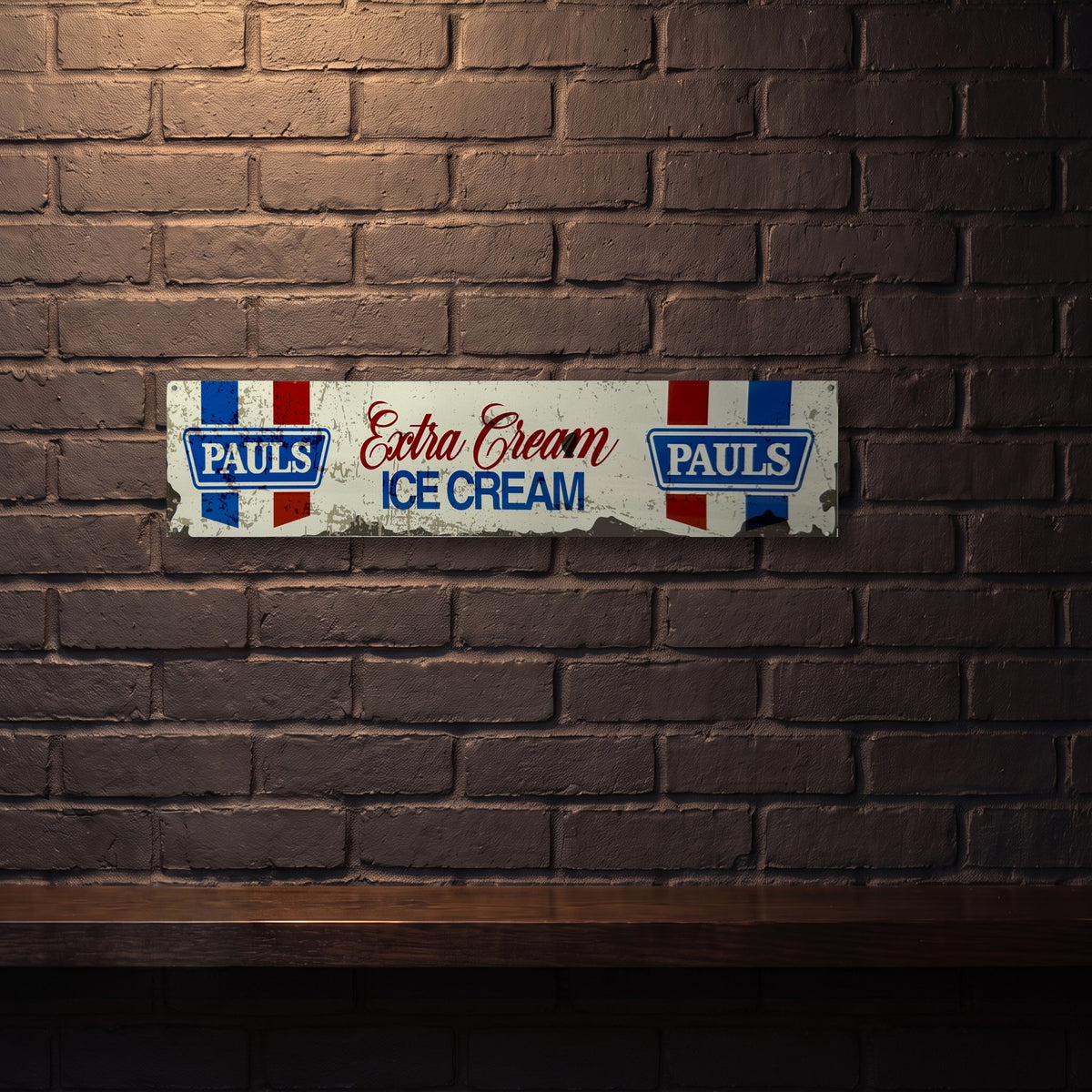 PAUL'S ICE CREAM 800 X 200 MM METAL SIGN