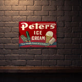 PETERS ICE CREAM BUGUNDY 600 MM X 400 MM METAL SIGN