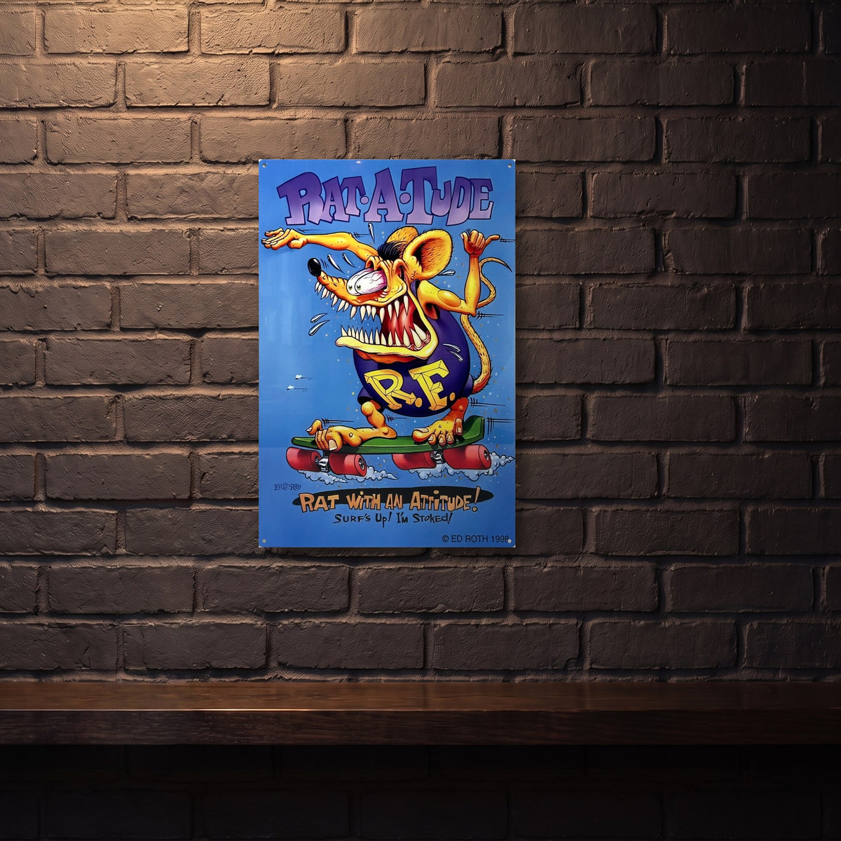 RAT FINK SURFER DUDE 600 MM X 400 MM METAL SIGN