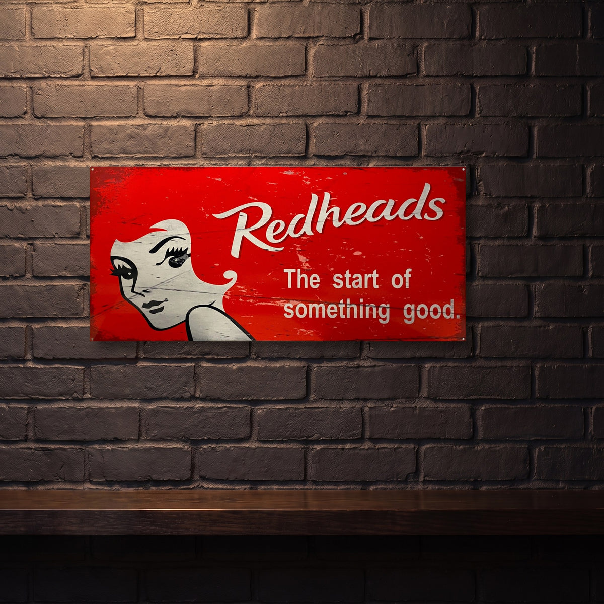 RED HEAD MATCHES 810 X 380 MM METAL SIGN