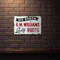 RM WILLIAMS BOOTS 600 MM X 400 MM METAL SIGN