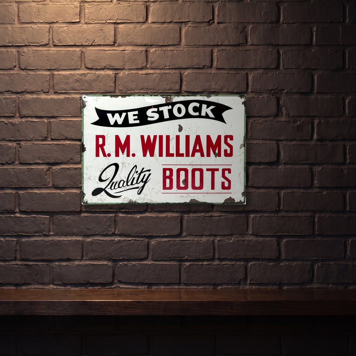 RM WILLIAMS BOOTS 600 MM X 400 MM METAL SIGN