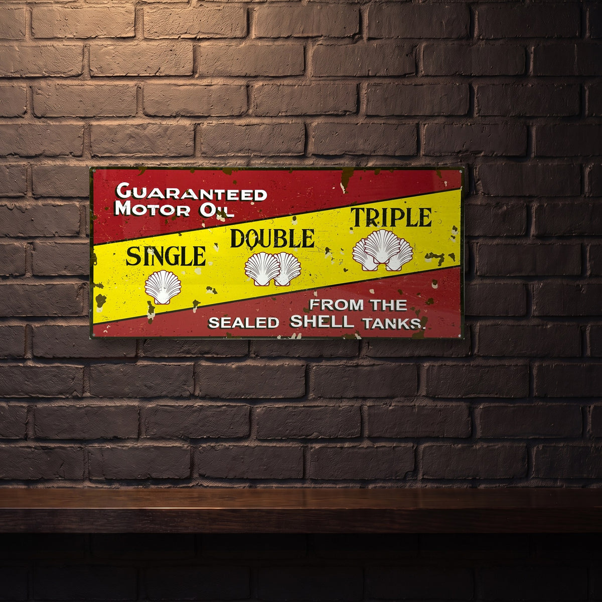 SHELL TRIPLE 810 X 380 MM METAL SIGN