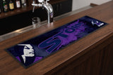 Melbourne Storm NRL Premium Rubber-Backed Bar Mat Runner on a bar top