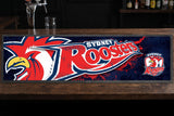Sydney Roosters NRL Premium Rubber-Backed Bar Mat Runner on a bar top