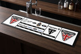 Triumph Motorcycles Premium Rubber-Backed Bar Mat Runner on a bar top