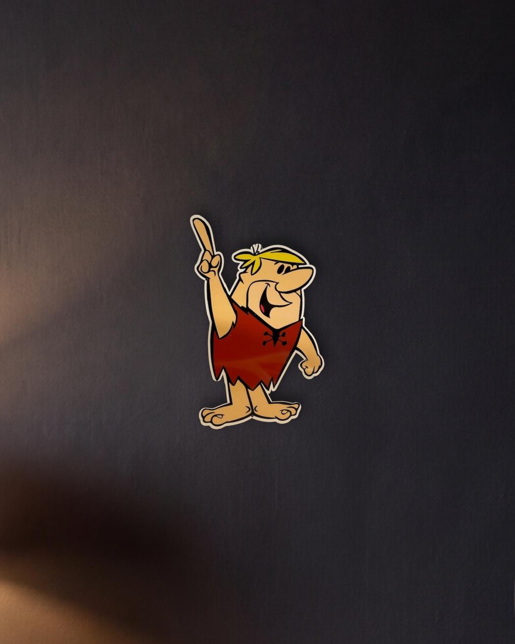 Barney Rubble Retro Metal Sign - 300 x 500mm shown in a night console - scale render at 300 x 500mm