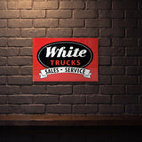 WHITE TRUCKS SALES AND SERVICE 600 MM X 400 MM METAL SIGN
