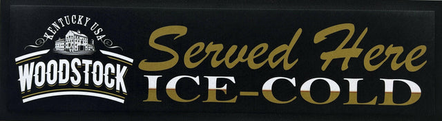 Woodstock "Served Here Ice Cold" Premium Rubber-Backed Bar Runner