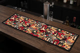Skulls "Calavera" Premium Rubber-Backed Bar Mat Runner on a bar top