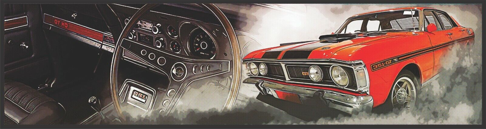 1971 Ford Falcon GT-HO Phase III Premium Branded Rubber Bar Mat - KING CAVE