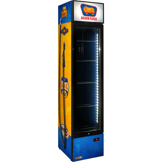 Golden Fleece Fuel Pump Branded Skinny Upright Bar Fridge - Model SS-P160FA-FP-FLEECE