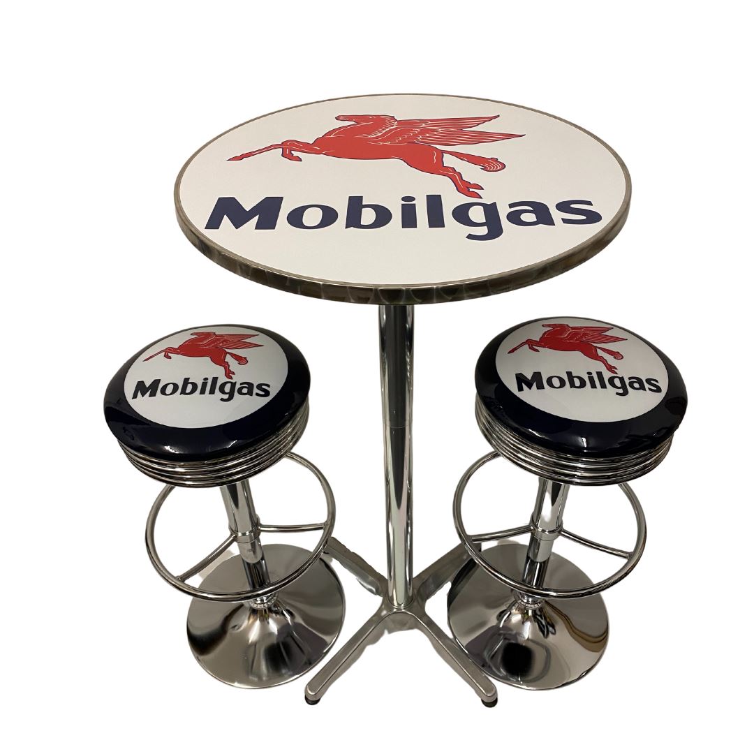 Mobilgas Bar Table & Bar Stool Set