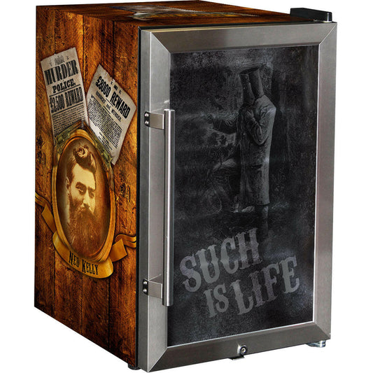 Ned Kelly Designed Glass Door Bar Fridge 70 Litre -  HUS-SC70-SS-NED