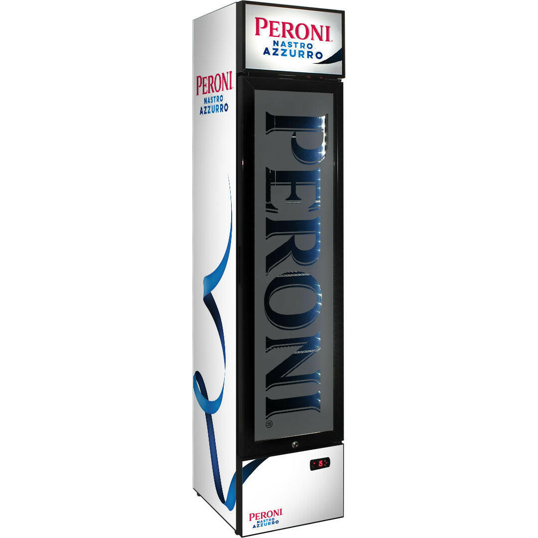 Peroni Branded Skinny Upright Bar Fridge - Model SS-P160-PERONI