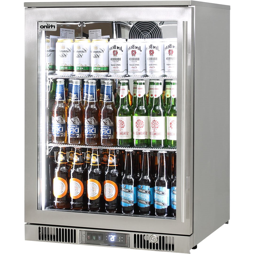 Outdoor Rhino ENVY 1 Door Bar Fridge Coldest Beer 43ºC+ Best Alfresco 316 Stainless Quiet With No Condensation - ENV1L-SS